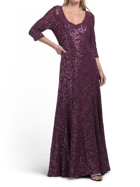 Tahari ASL Dresses & Skirts - TAHARI ASL V-neck Sequin Lace Gown